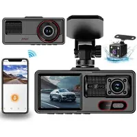 Mtp Products A16 3-kanals bilkamera - 1080p foran, 720p i kabinen/bagud, WiFi, G-sensor - sort