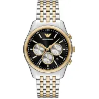 Emporio Armani Herreur AR11713 Sort/Gul guldtonet stål Ø41 mm