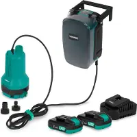 Vonroc Dykpumpe 20V | 90W - 3.800 l/t - 0,6 bar | Fladsugning ned til 1 mm | Rent og Snavset Vand | Inkl. 2x 2.0Ah Akku og Lader