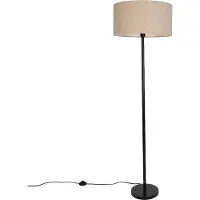 QAZQA Moderne gulvlampe sort med beige bouclé skærm 50 cm - Simplo