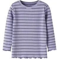 Name it Bluse - Rib - Slim - NmfOlena - Lavender Ring - - 7-8 år (122-128) - Bluse