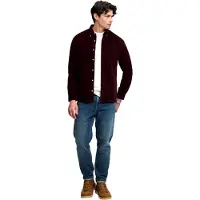 Superdry Superdrytil mænd. M4011044A Classic Needle skjorte bordeaux (L), Casual, Bomuld, Klassisk, Lange ærmer, Burgund