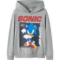 Name it Hættetrøje - NkmAlfe - Sonic - Grey Melange - - 9-10 år (134-140) - Hættetrøje
