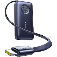 Baseus EnerCore CR11 10000mAh 45W powerbank med udtrækkeligt USB-C-kabel – sort