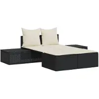 vidaXL dobbelt loungesofa med hynder polyrattan sort