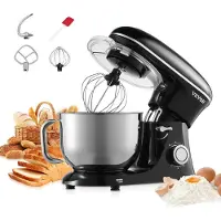 Vevor standmixer, 6 QT dejmixer, 1400W 6 + P hastigheder, vippehoved, skål i rustfrit stål, dejkrog, piskeris, fladt piskeris, skraber, husholdningsstandmixer til bagning, blanding, sort