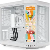 HYTE Y70 Touch - Mid tower - udvidet ATX - sidepanel med vindue (glas) - ingen strømforsyning (ATX) - snehvid - USB/Lyd