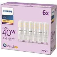 Philips LED pære 470lm 3,7W/827 (40W) 6-pak G9