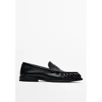 Massimo Dutti - Male - Mokkasin I Skind Med Rynkeeffekt - Sort - 44