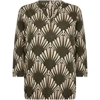 Soyaconcept Bluse 'FELICITY' beige / creme / mørkegrøn / sort