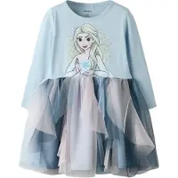 Name it Kjole 'NMFSORI FROZEN' blå / pastelblå / guld