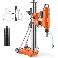 Vevor diamantkerneboremaskine, tør/våd betonkerneborerig med 127 mm vådbor, vipbart stativ og hjulbase, 20-450 mm borekapacitet, maks. 4500 W 1150 o/min, UNC1 1/4–7 gevind
