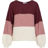 Vila Pullover 'MARLEY' pink-meleret / vinrød / hvid