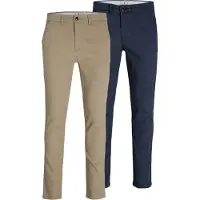 Jack & Jones Lærredsbukser 'Macro Dave' beige / navy