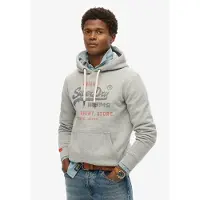 Superdry Superdrytil mænd. M2014122A Relaxed fit sweatshirt med hætte og logo Vintage Heritage grå (3XL), Casual, Bomuld