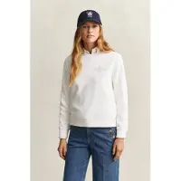 Gant Ganttil kvinder. 4202586 Tonal Shield sweatshirt med rund hals i råhvid (S), Casual, Bomuld