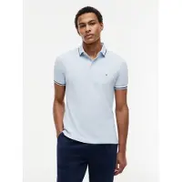 Tommy Hilfiger Bluser & t-shirts 'Slim Fit Tipped' navy / pastelblå / hvid