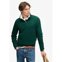 Superdry Superdrytil mænd. M2014700A Sweatshirt med halv lynlås Essential Serif Logo Half grøn (XXL), Casual, Bomuld