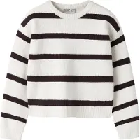 Name it Bluse - Strik - NkfVnilla - Cloud Dancer/CHOCOLATE PLUM - - 7-8 år (122-128) - Bluse