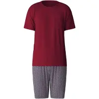 Calida Pyjamas kort mørkeblå / carminrød / hvid