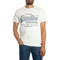 Superdry Superdrytil mænd. M1012458A T-shirt Classic knækket hvid (XXL), Casual, Bomuld, Korte ærmer