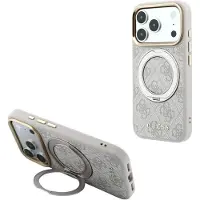 GUESS Ring Stand 360 4G Classic Logo MagSafe-etui til iPhone 17 Pro Max / 18 Pro Max – lyserød