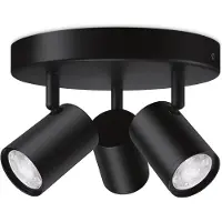 WiZ Connected Smart Imageo spotlampe med 3 spots, Rund Loftsplade, Dæmpbar LED, Justerbar hvidt & farvet lys, sort