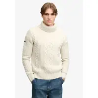 Superdry Superdrytil mænd. M6110772A Beige Jacob-cardigan med snoet strik (XL), Casual, Bomuld