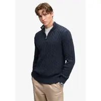 Superdry Superdrytil mænd. M6110731A Preppy Cotton Cable sweatshirt marineblå (XXL), Casual, Bomuld
