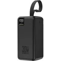 Wozinsky Powerbank W8-B 50.000 mAh, 30 W, 2 x USB-A, 2 x USB-C og USB-micro med lommelygte – sort