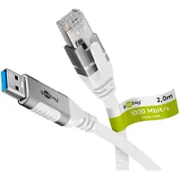 Goobay 74159, 2 m, Cat6, F/UTP (FTP), USB Type-A, RJ-45, Hvid