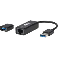 Eaton Corporation Eaton Tripp Lite Series USB-C, USB-A to RJ45 Gigabit Ethernet Network Adapter (2xM/F), USB 3.2 Gen 1, Black - Netværksadapter - USB-C 3.2 Gen 1 / Thu