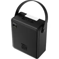 Wozinsky W8-B 100.000 mAh 30 W powerbank med 2 x USB-A og 2 x USB-C samt lommelygte – sort
