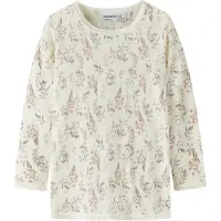 Name it Bluse - Uld - NmfWang - Snow White/Flowers + Leaves - - 5 år (110) - Bluse