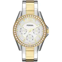 Fossil Analogt ur 'Riley' guld / sort / sølv / hvid