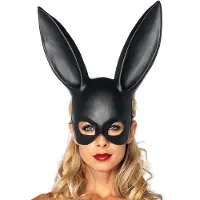 Vuxen Black Bondage Bunny Mask