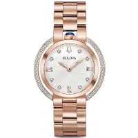 Bulova Dameur 98R248 Diamond Sølvfarvet/Rosaguldtonet stål Ø35 mm