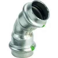 Viega Inox bøjning 45 grader 54 mm Inox, rustfri stål muffe/muffe, SC-Contur